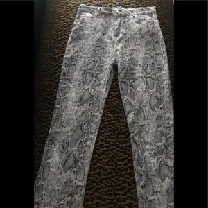 Grey snakeskin crop pants